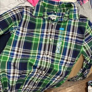 The Children’s Place Green and Blue Plaid Button Down Shirt